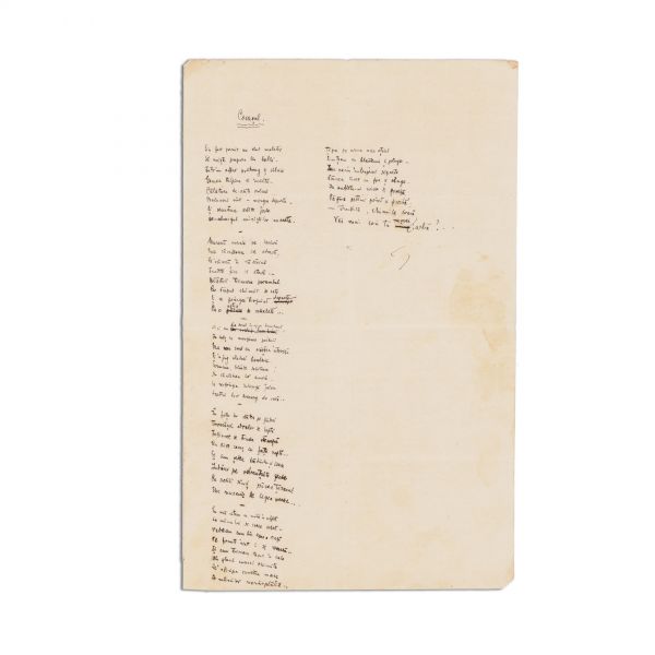 Octavian Goga, „Coșarul”, poezie manuscris