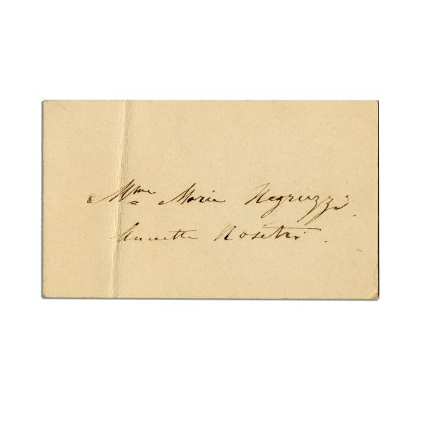 Maria Negruzzi, carte de vizită cu însemnare olografă