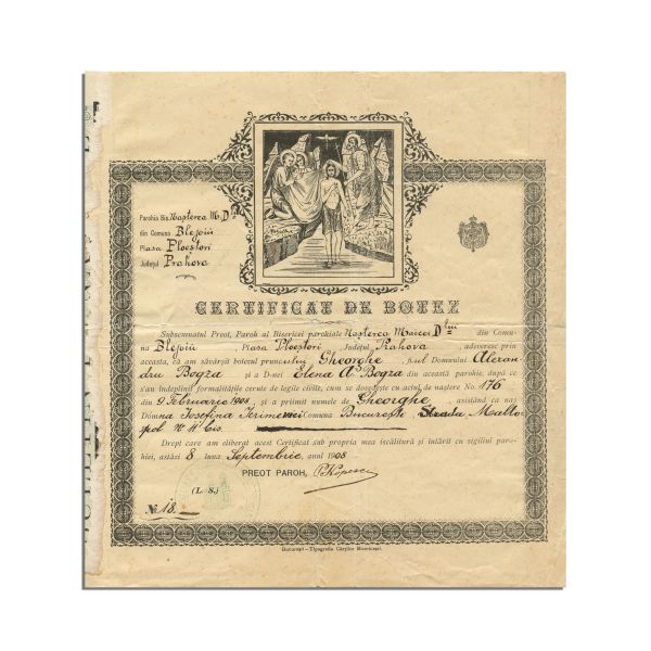 Certificatul de botez + buletinul de naștere al lui Geo Bogza