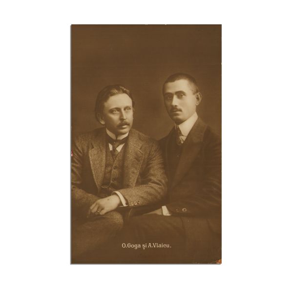 Octavian Goga și Aurel Vlaicu, fotografie tip carte poștală