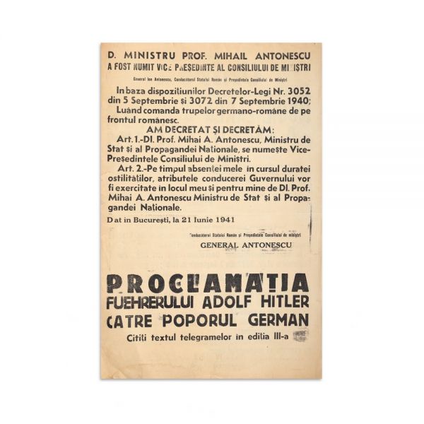Publicația „Ultima oră”, Ediție Specială, 23 August 1944 - Formarea Noului Guvern