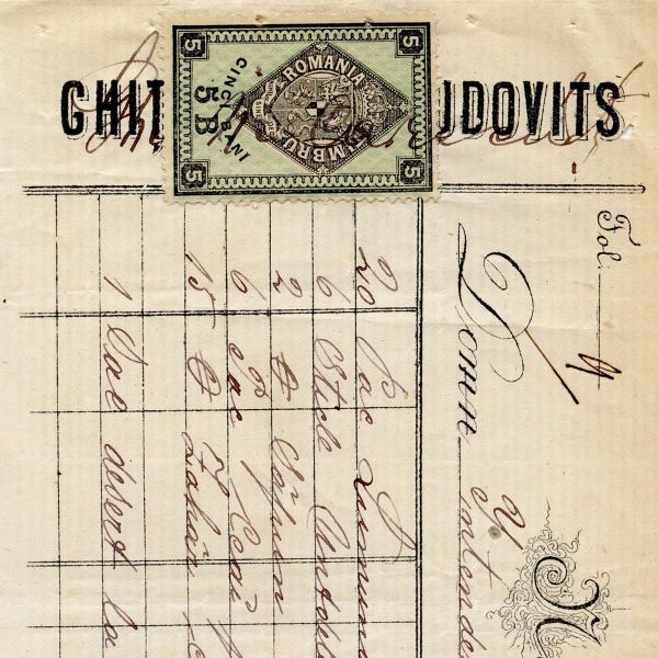 Ghiţă N. Caracudovici, factură emisă Intendenței Palatului, 1877