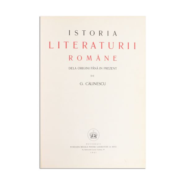 George Călinescu, Istoria literaturii române, 1941, două tomuri - Prima ediție