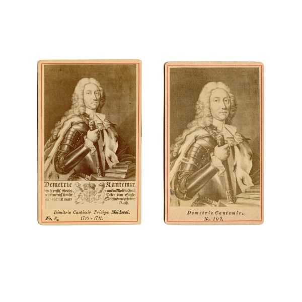 Dimitrie Cantemir, două fotografii după gravura din 1734, atelier Schragar și Jacob-Cerkez
