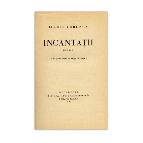 Ilarie Voronca, Incantații, 1931, cu ex-librisul semnătură al lui Ion Wittner