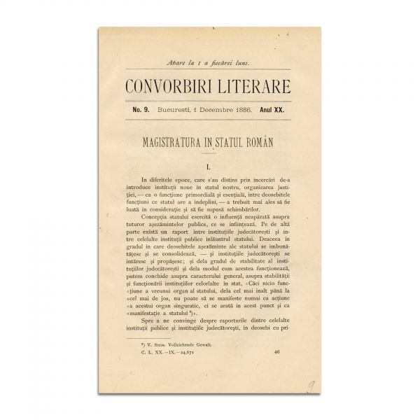 Convorbiri Literare, Anul XX, Nr. 9, 1 Decembrie 1886, cu „La Steaua” de M. Eminescu 