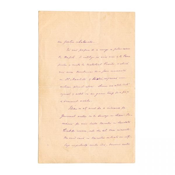 Vasile Alecsandri, scrisoare olografă în limba română + broșura lucrării Ginta Latină
