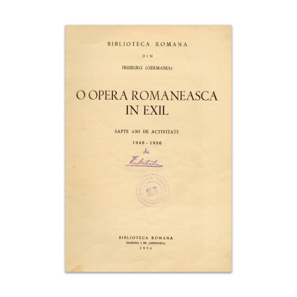 Biblioteca Română din Freiburg, O operă românească în exil, 1956