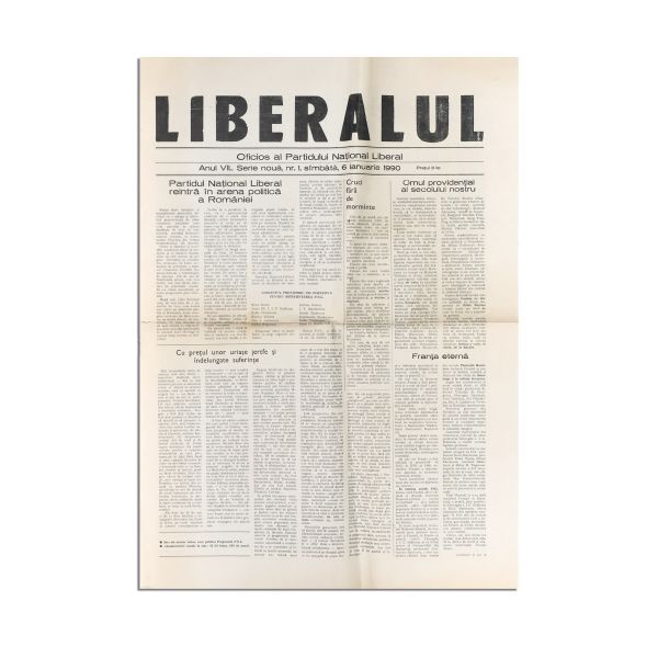 Publicația „Liberalul”, Anul VIL, serie nouă, Nr. 1, 6 ianuarie 1990
