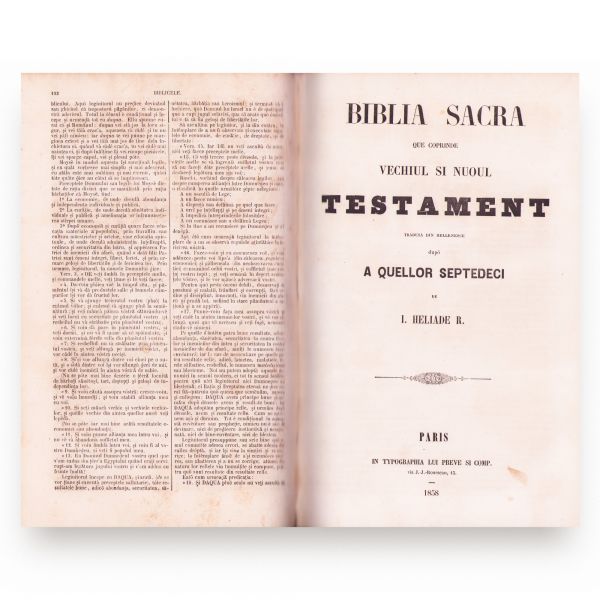 I. Heliade-Rădulescu, Biblicele + Biblia Sacră, 1858, două volume colligate