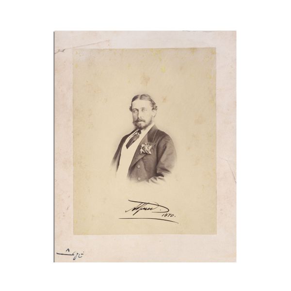 Alfred Duce de Saxa-Coburg și Gotha și Maria Alexandrovna Ducesă, două fotografii de epocă, cu semnătură olografă