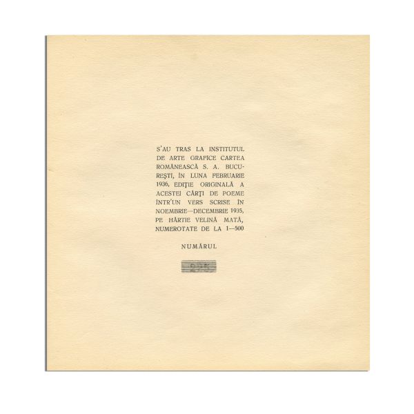 Ion Pillat, Poeme într-un vers, 1936, cu dedicație pentru I. Gr. Periețeanu