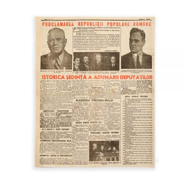 Publicația „România liberă”, 2 Ianuarie 1948 - Proclamarea Republicii Populare Române