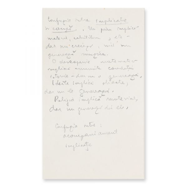 Mircea Eliade, Ideile implică obiecte, dar nu le generează, filă manuscris 