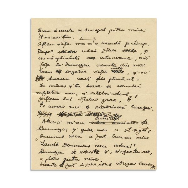 Mircea Eliade, „Știam că soarele se descoperă”, filă manuscris