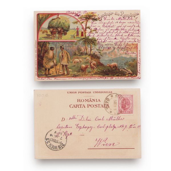 Două cărți poștale ilustrate din seria Suvenir din România și Salutări din România