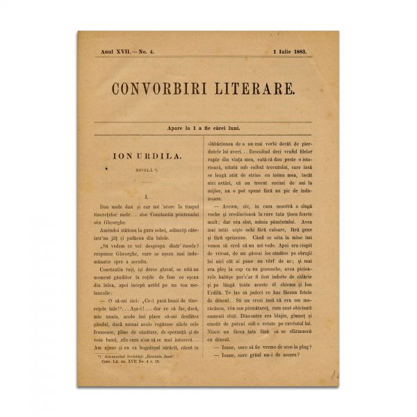 Convorbiri Literare, Anul XVII, Nr. 4, 1 Iulie 1883, cu „Doină” de M. Eminescu