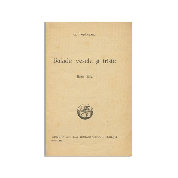 George Topîrceanu, Balade vesele și triste, 1928, cu dedicație - Piesă rară