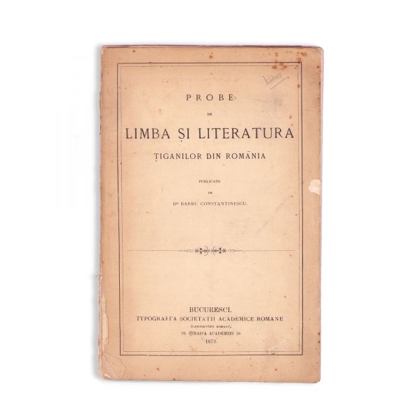 Dr. Barbu Constantinescu, Probe de limba și literatura țiganilor din România, 1878
