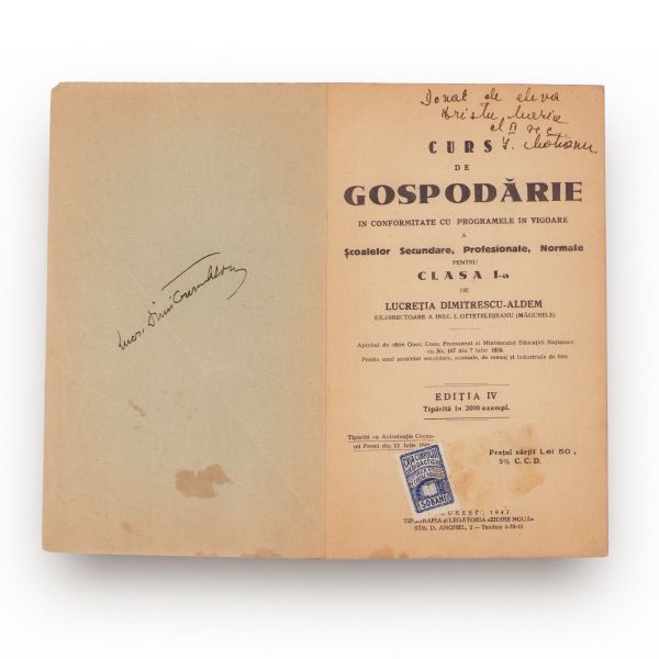 Lucreția Dimitrescu- Aldem, Curs de Gospodărie, 1942