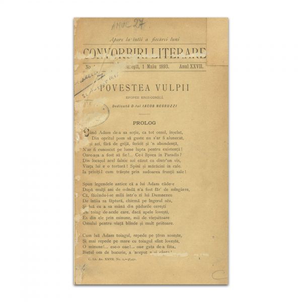 Convorbiri Literare, Anul XXVII, 1 Mai 1893 - 1 Aprilie 1894