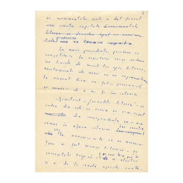 Geo Bogza, „Ora exactă”, trei file manuscris, 1980
