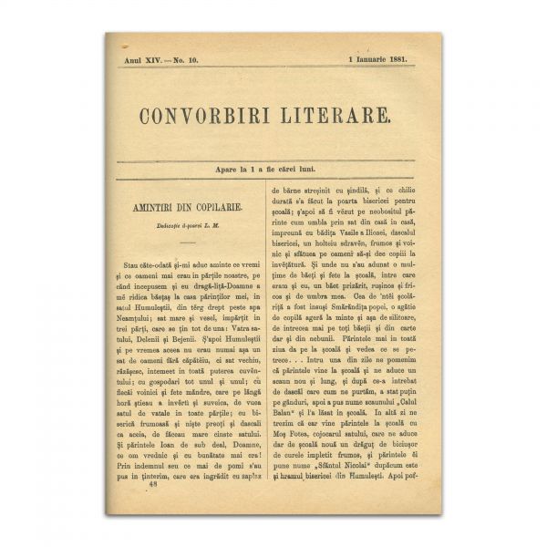 Convorbiri literare, anul XIV, cu „Scrisoarea Întâia” de M. Eminescu și „Amintiri din Copilărie” de I. Creangă 