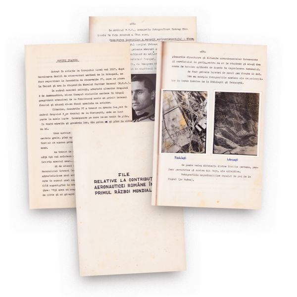 Constantin Nicolau, File relative la contribuția aeronauticii române în Primul Război Mondial, manuscris dactilografiat, cu semnătură olografă