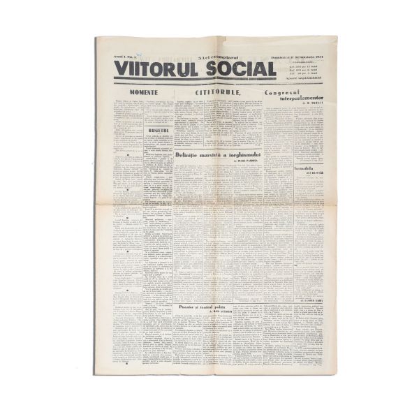 Publicația „Viitorul social”, Anul I, Nr. 1, 11 octombrie 1931