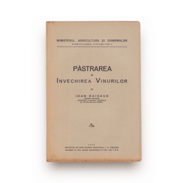 Ioan Baidaus, Păstrarea și învechirea vinurilor, 1933