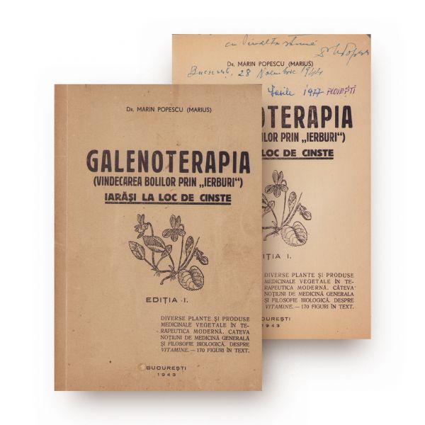 Dr. Marin Popescu, Galenoterapia, 1943, cu dedicație