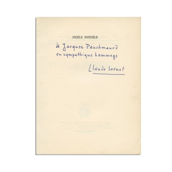 Claude Sernet, Fidèle Infidèle, 1955, cu dedicație olografă