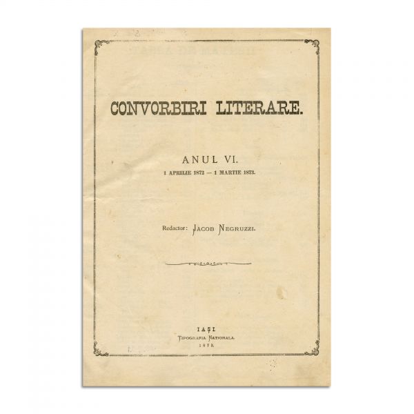 Publicația „Convorbiri Literare”, anul VI, 1 aprilie 1872 - 1 martie 1873, cu „Egipetul” și  „Sărmanul Dionis” de M. Eminescu și „Dumbrava Roșie” de V. Alecsandri