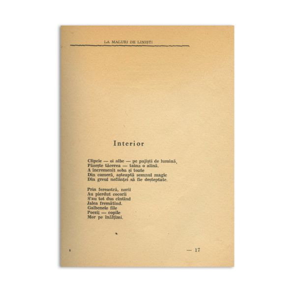Ion A. Bucur, La maluri de liniști, 1940, cu dedicație + ferparul autorului