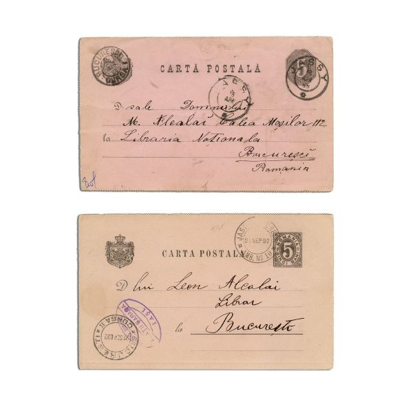 Două cărți poștale pentru Leon B. Alcalay de la Șaraga