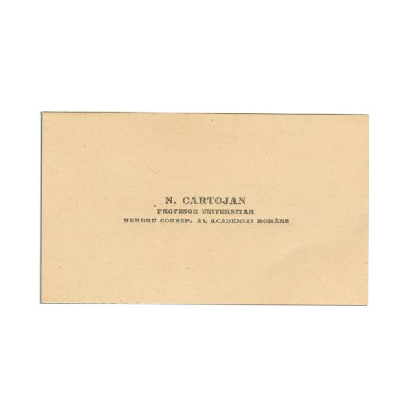 Nicolae Cartojan, fotografie tip carte poștală + carte de vizită