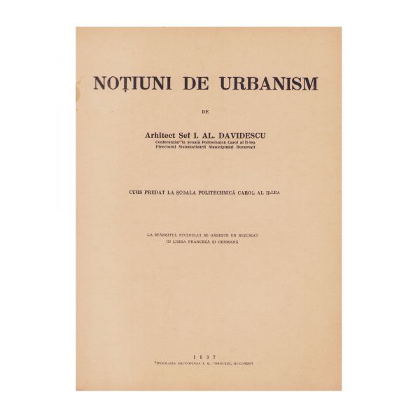 Arhitect I. Al. Davidescu, Noțiuni de urbanism, 1937