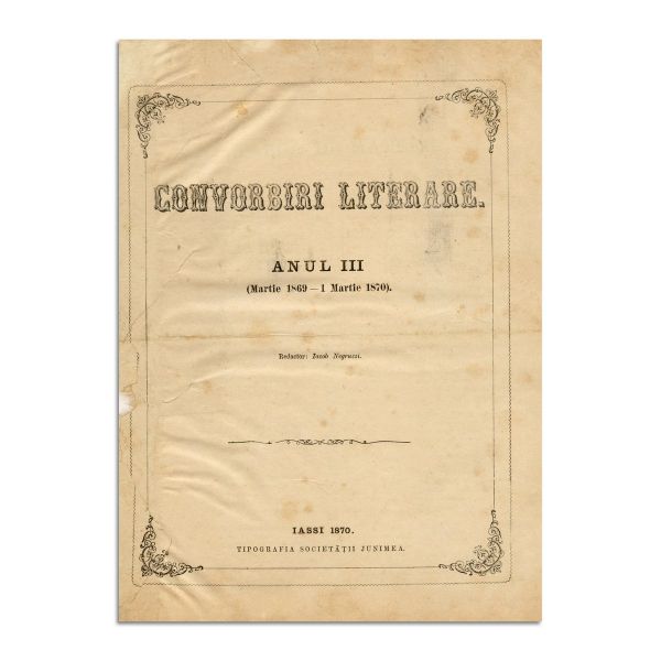 Publicația „Convorbiri Literare”, Anul III, 1 martie 1869 - 1 martie 1870, cu scrieri diverse de V. Alecsandri