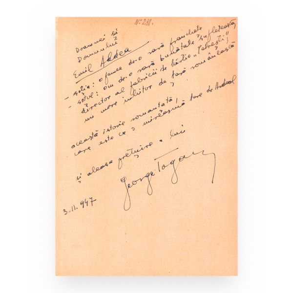 George Togan, Mediaș - Istorie romanțată, 1944, cu amplă dedicație olografă