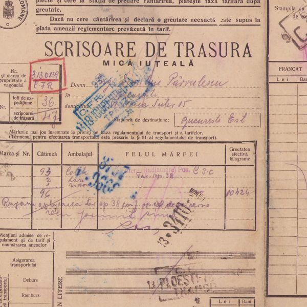Ing. Pârvulescu, scrisoare de trăsură de iuțeală mică, 1933