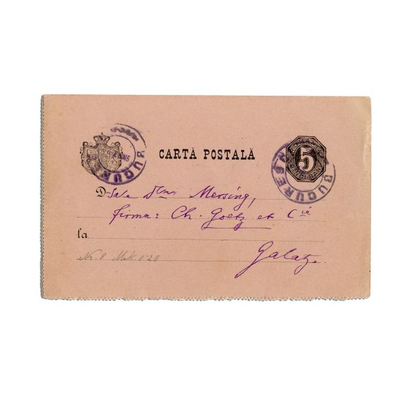 Titu Maiorescu, carte poștală pentru domnul Mersing, 10 mai 1882