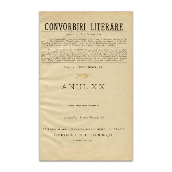 Convorbiri Literare, Anul XX, cu „La Steaua” și „De ce nu-mi vii” de M. Eminescu