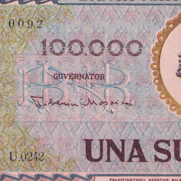 Două bancnote în valoare de 100.000 și 1.000.000 lei, 1947