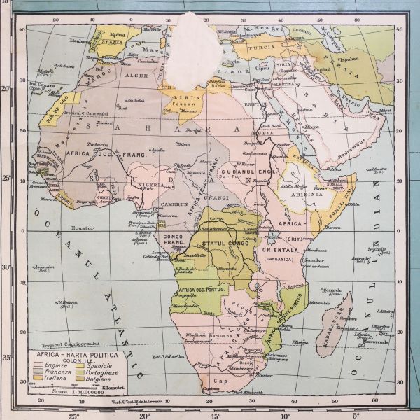 Africa, hartă de mari dimensiuni, 1925
