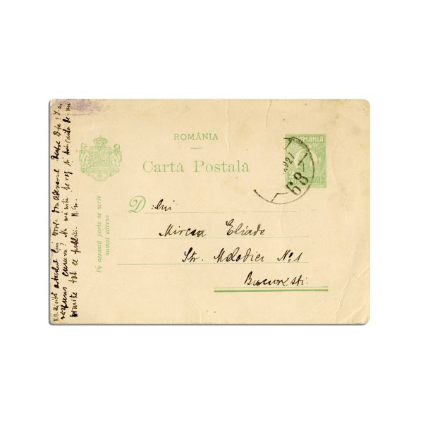 Miron Grindea, carte poștală pentru Mircea Eliade, 1929