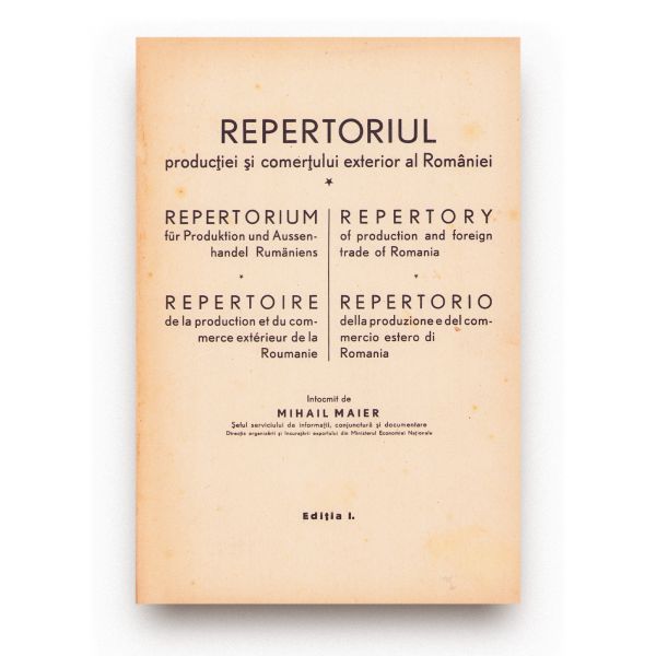 Mihail Maier, Repertoriul producției și comerțului exterior al României, 1939-1940
