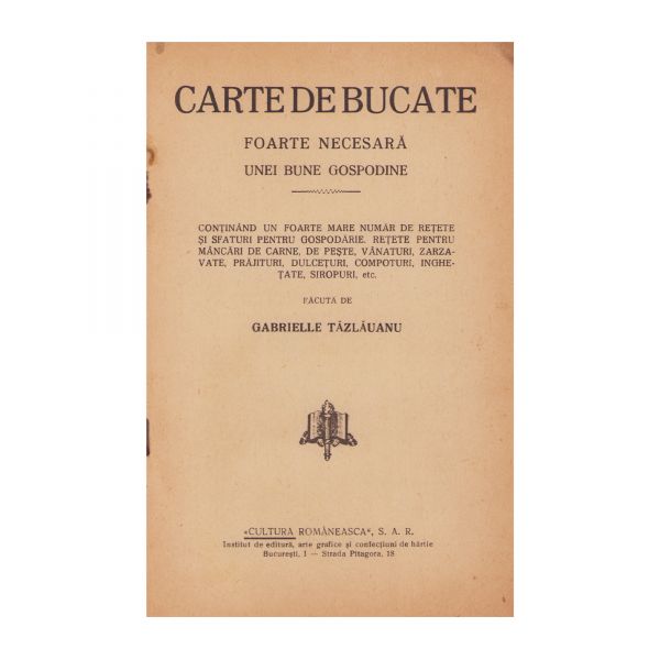 Gabrielle Tăzlăuanu, Carte de bucate 