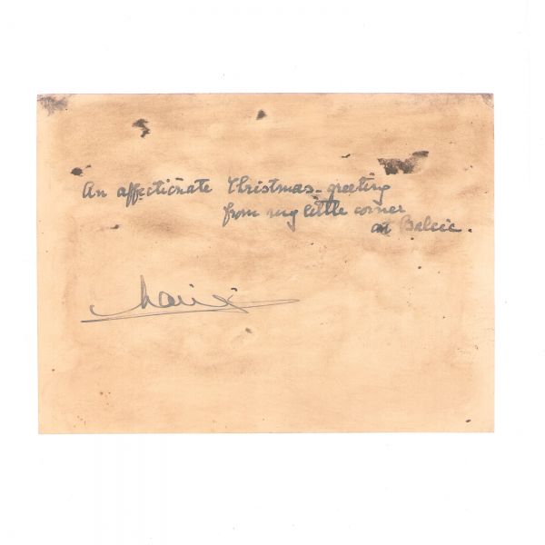 Regina Maria la Balcic, fotografie de epocă, 1927, cu dedicație