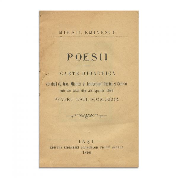 M. Eminescu, Poesii, Carte didactică, 1896, Piesă rară