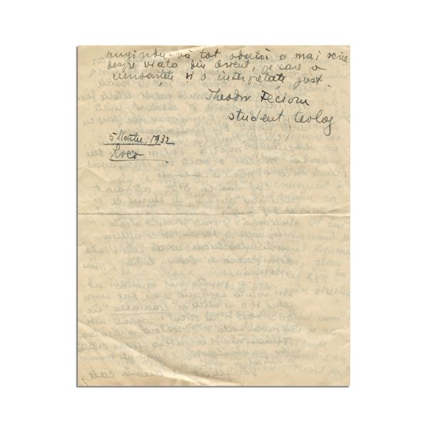 Theodor Fecioru, scrisoare pentru Mircea Eliade, 5 martie 1932